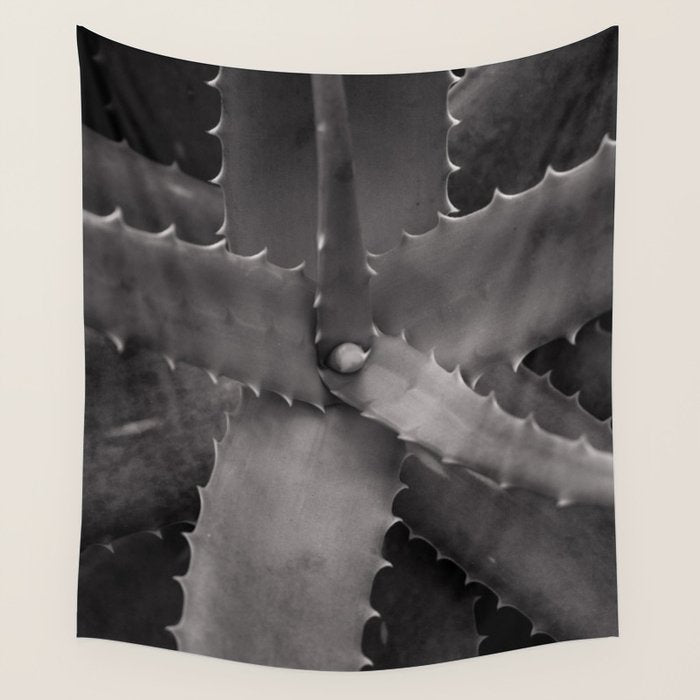 Serrated - Modern Black and White Botanical Wall Tapestry Gallery Image 4