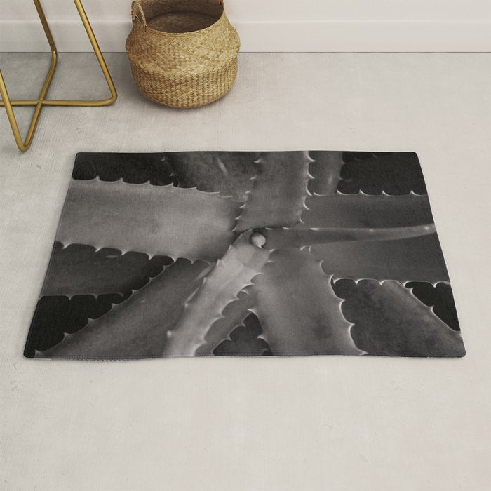 Serrated - Modern Black and White Botanical Rug Gallery Image 1