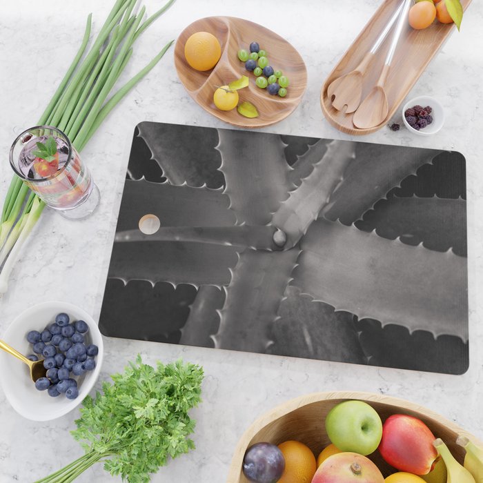 Serrated - Modern Black and White Botanical Cutting Board Gallery Image 2