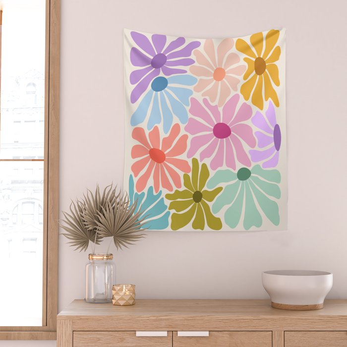 Colors of Joy - Groovy Flowers Wall Tapestry Gallery Image 2