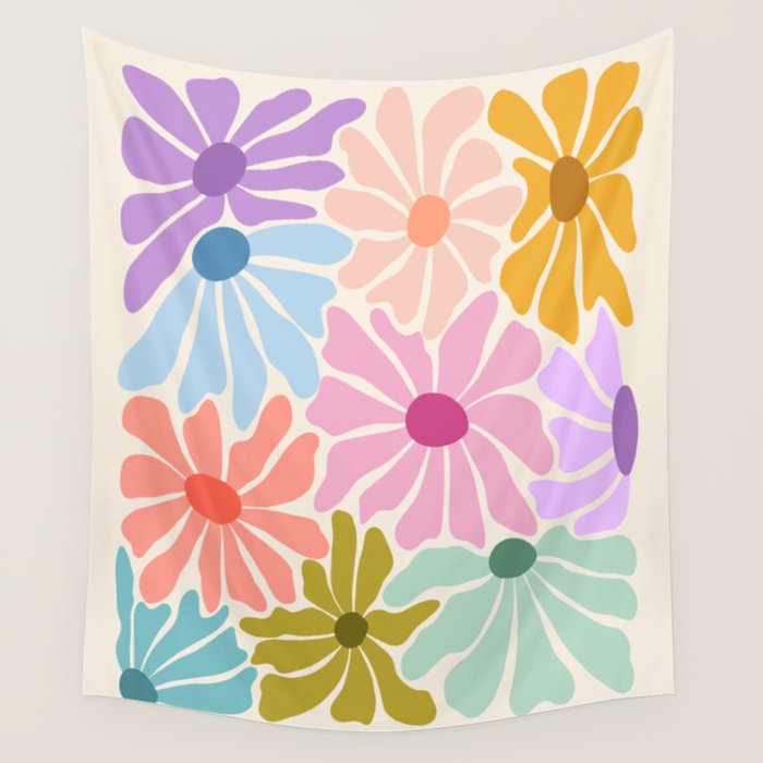 Colors of Joy - Groovy Flowers Wall Tapestry Gallery Image 4
