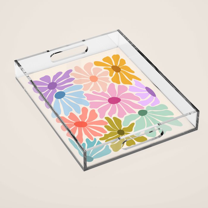 Colors of Joy - Groovy Flowers Acrylic Tray Gallery Image 1
