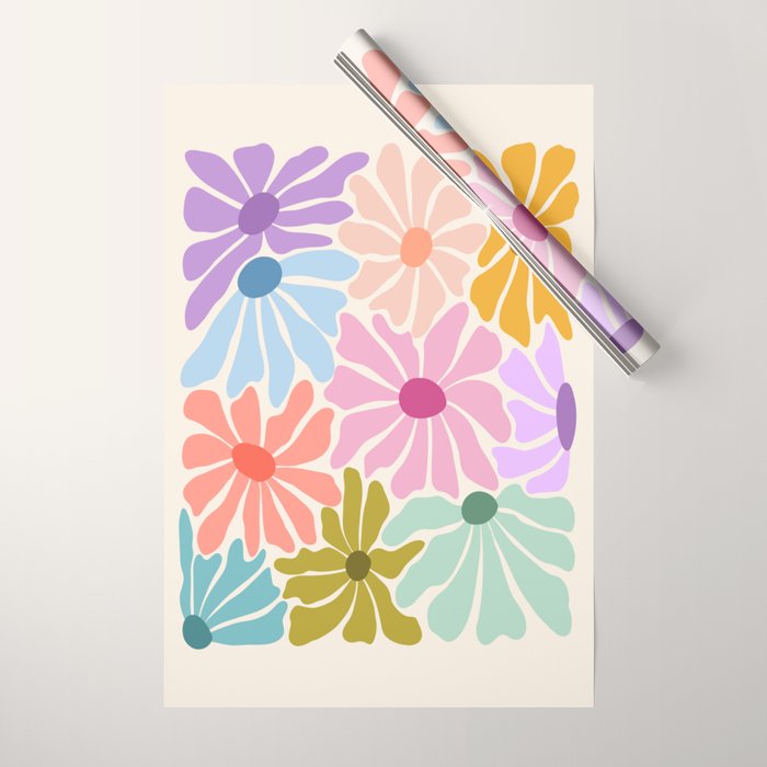 Colors of Joy - Groovy Flowers Wrapping Paper Gallery Image 1