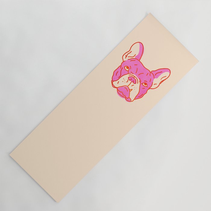 Hot Pink Bulldog Yoga Mat Gallery Image 1