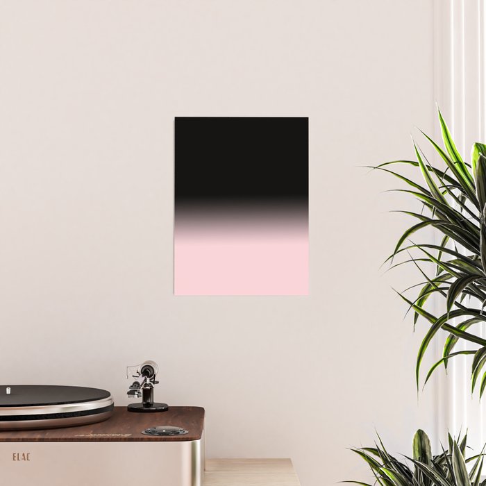 Modern abstract elegant black blush pink gradient pattern Poster Gallery Image 2