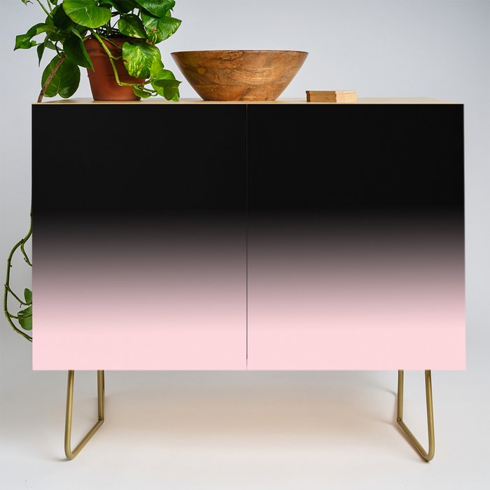 Modern abstract elegant black blush pink gradient pattern Credenza Gallery Image 1