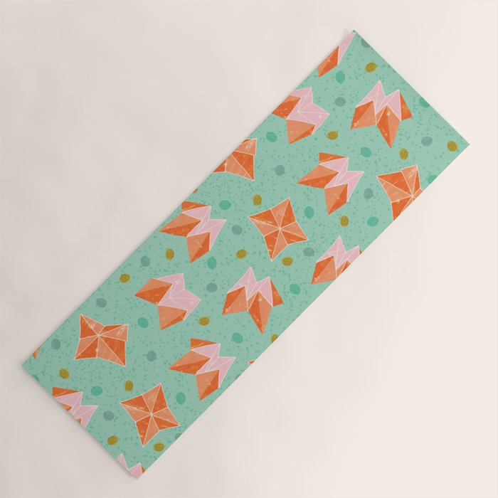 Origami Fortune Teller in Seafoam Green & Orange Yoga Mat Gallery Image 1