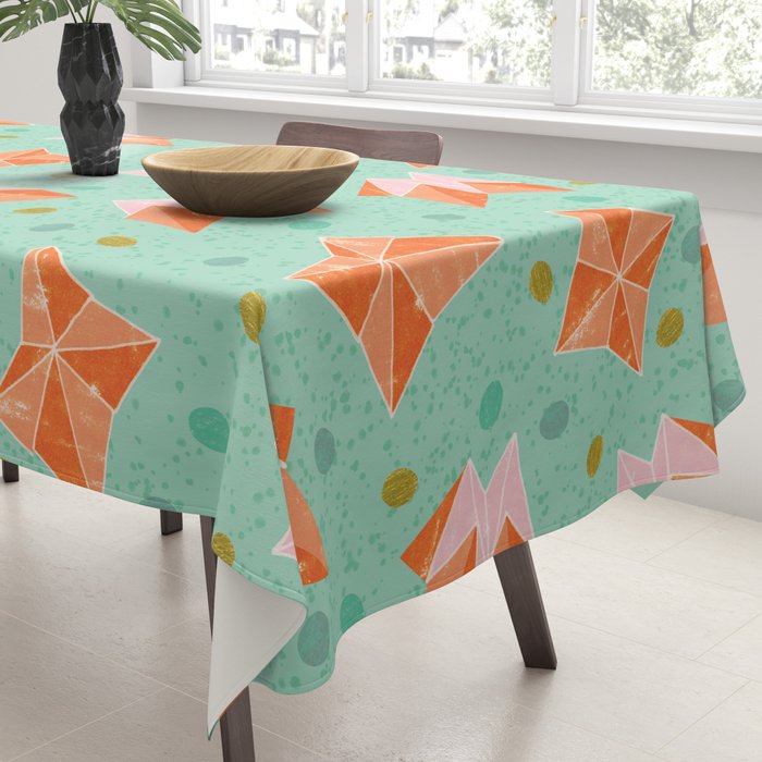Origami Fortune Teller in Seafoam Green & Orange Tablecloth Gallery Image 3