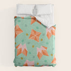 Origami Fortune Teller in Seafoam Green & Orange Duvet Cover Gallery Image 6