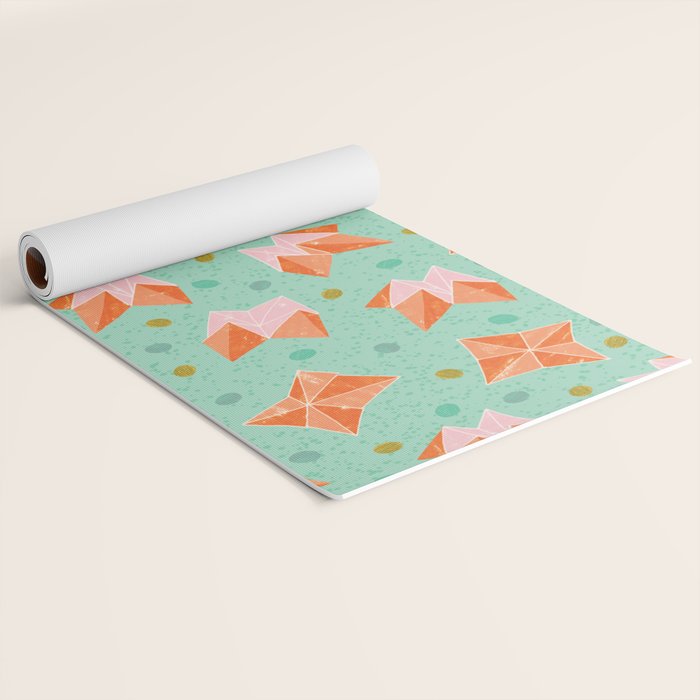 Origami Fortune Teller in Seafoam Green & Orange Yoga Mat Gallery Image 2