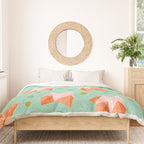 Origami Fortune Teller in Seafoam Green & Orange Duvet Cover Gallery Image 3