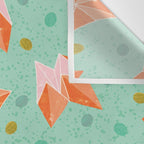 Origami Fortune Teller in Seafoam Green & Orange Wall Tapestry Gallery Image 3