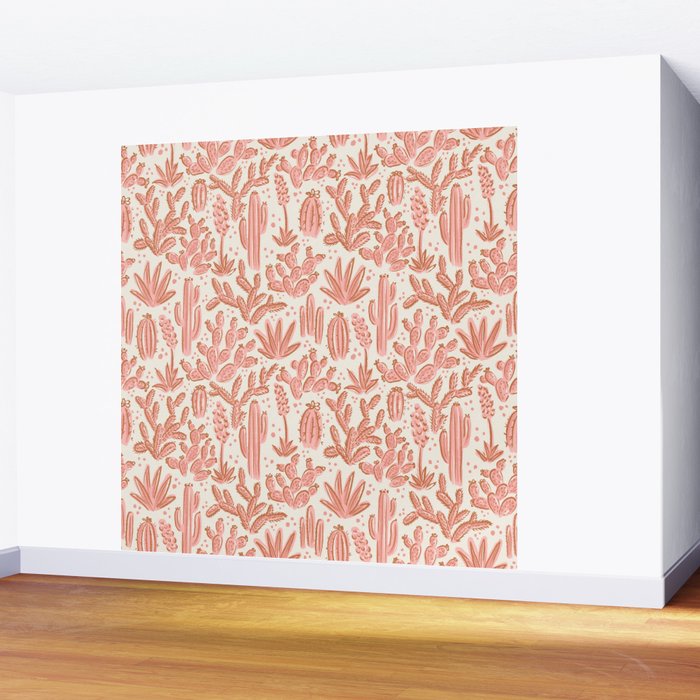 Cactus Desert - pink and copper Wall Mural Gallery Image 2