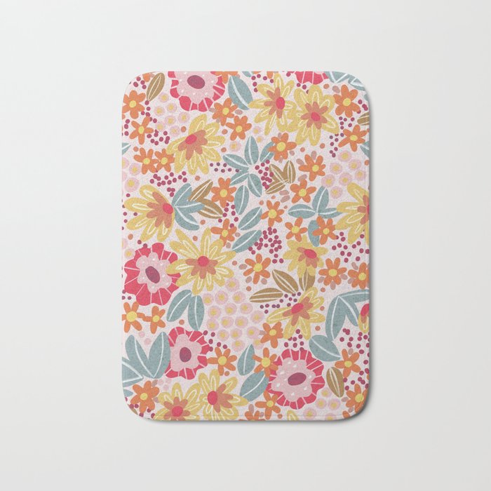 Alicia Pink Pattern Bath Mat Gallery Image 1