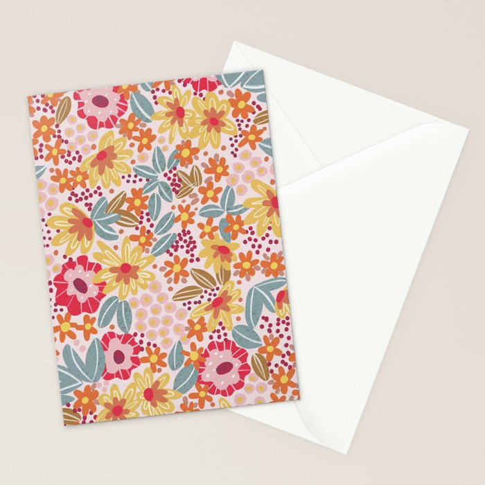 Alicia Pink Pattern Stationery Card Gallery Image 2