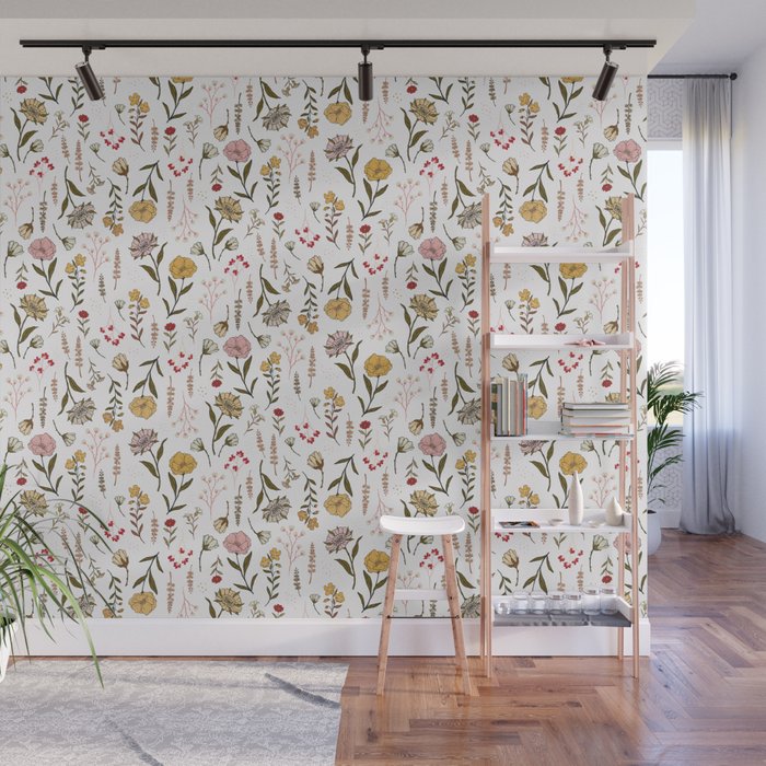 Spring Garden Flower Collection - White Wall Mural Gallery Image 1