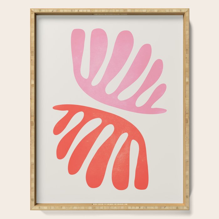 Peach & Orange: Wild Leaf | Matisse Foliage Paper Cutouts 03 Serving Tray Gallery Image 1