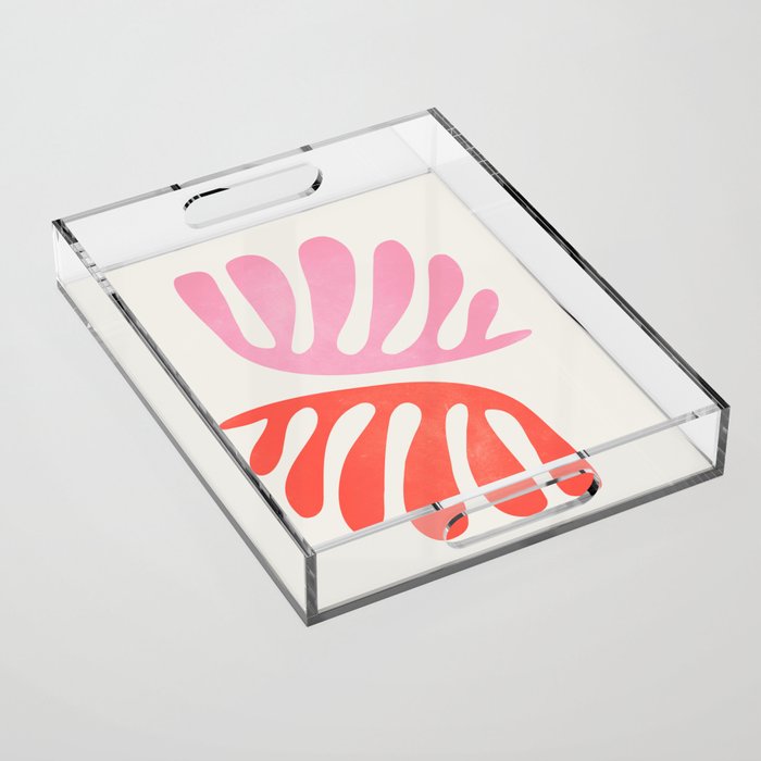 Peach & Orange: Wild Leaf | Matisse Foliage Paper Cutouts 03 Acrylic Tray Gallery Image 1