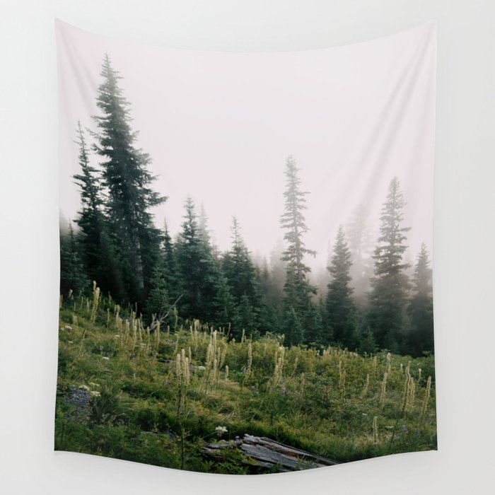 Foggy Green Forest Wall Tapestry Gallery Image 4