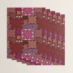 Hawaiian quilt Monstera pattern in maroon Wrapping Paper Gallery Image 3