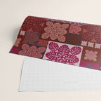Hawaiian quilt Monstera pattern in maroon Wrapping Paper Gallery Image 2