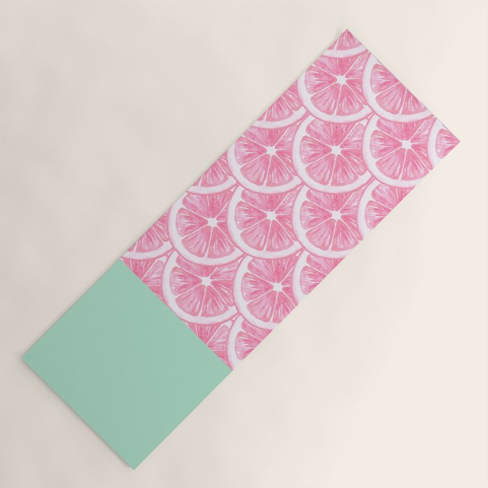 Zesty splice - pink grapefruit Yoga Mat Gallery Image 1