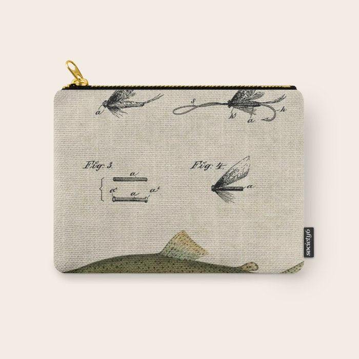 Vintage Rainbow Trout Fly Fishing Lure Patent Game Fish Identification Chart Carry All Pouch Gallery Image 1