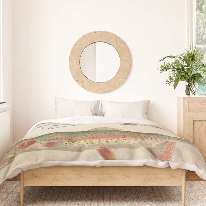 Vintage Rainbow Trout Fly Fishing Lure Patent Game Fish Identification Chart Duvet Cover Gallery Image 3
