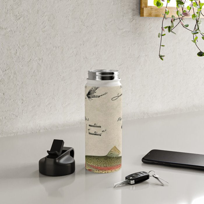 Vintage Rainbow Trout Fly Fishing Lure Patent Game Fish Identification Chart Water Bottle Gallery Image 5