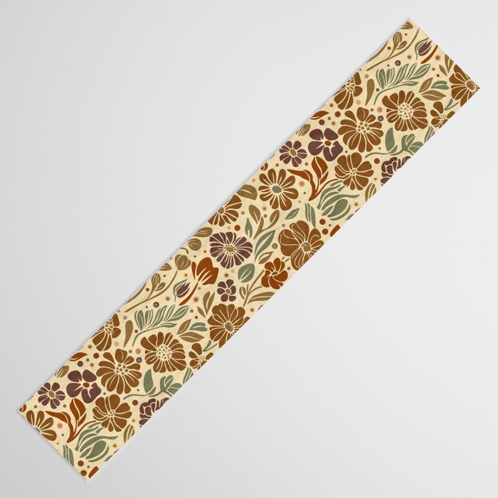 Eternal Summer Block Print Countryside Vibes Flower Earth Tones Table Runner Gallery Image 3