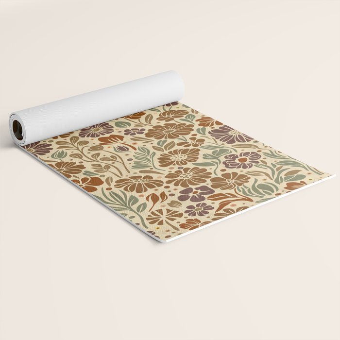Eternal Summer Block Print Countryside Vibes Flower Earth Tones Yoga Mat Gallery Image 2