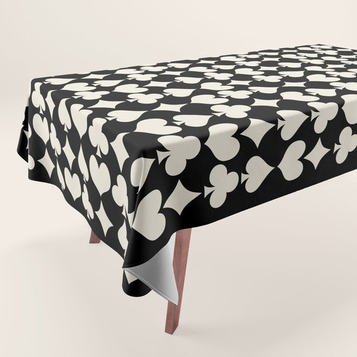 Card Suit Motifs I Black and White Tablecloth Gallery Image 1