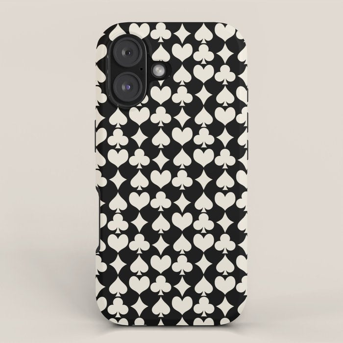 Card Suit Motifs I Black and White iPhone Case Gallery Image 1