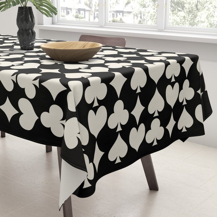 Card Suit Motifs I Black and White Tablecloth Gallery Image 3