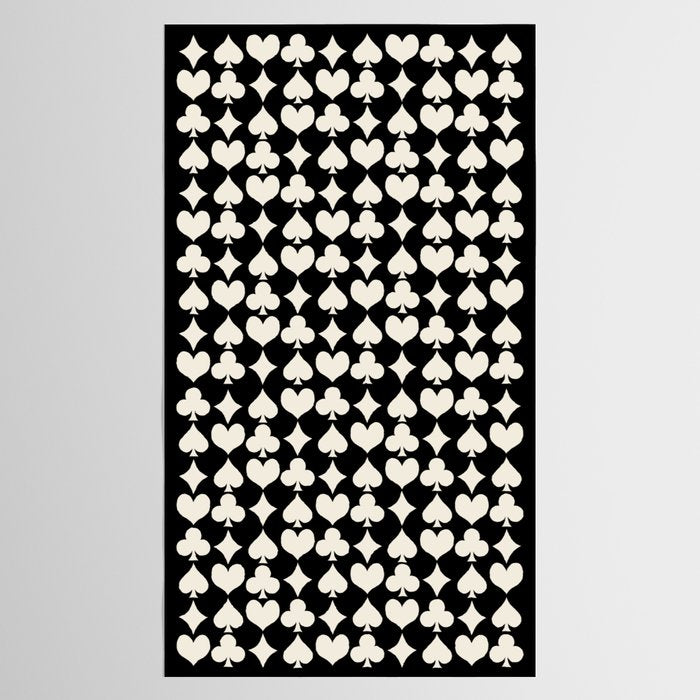 Card Suit Motifs I Black and White Tablecloth Gallery Image 2