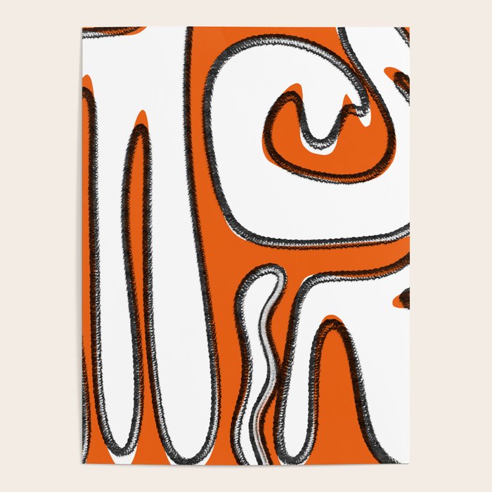 Mid Century Modern Abstract Kwaito in Orange Black White Poster Gallery Image 1