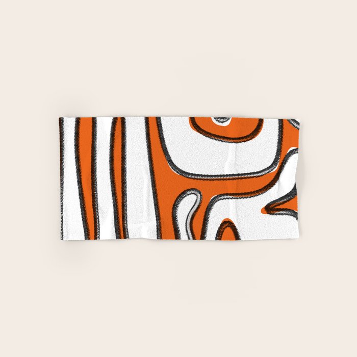 Mid Century Modern Abstract Kwaito in Orange Black White Bath Towel Gallery Image 1