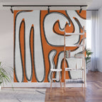 Mid Century Modern Abstract Kwaito in Orange Black White Wall Mural Gallery Image 1