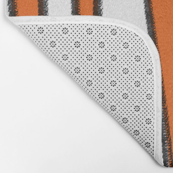 Mid Century Modern Abstract Kwaito in Orange Black White Bath Mat Gallery Image 2