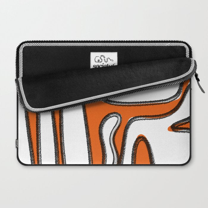 Mid Century Modern Abstract Kwaito in Orange Black White Laptop Sleeve Gallery Image 2