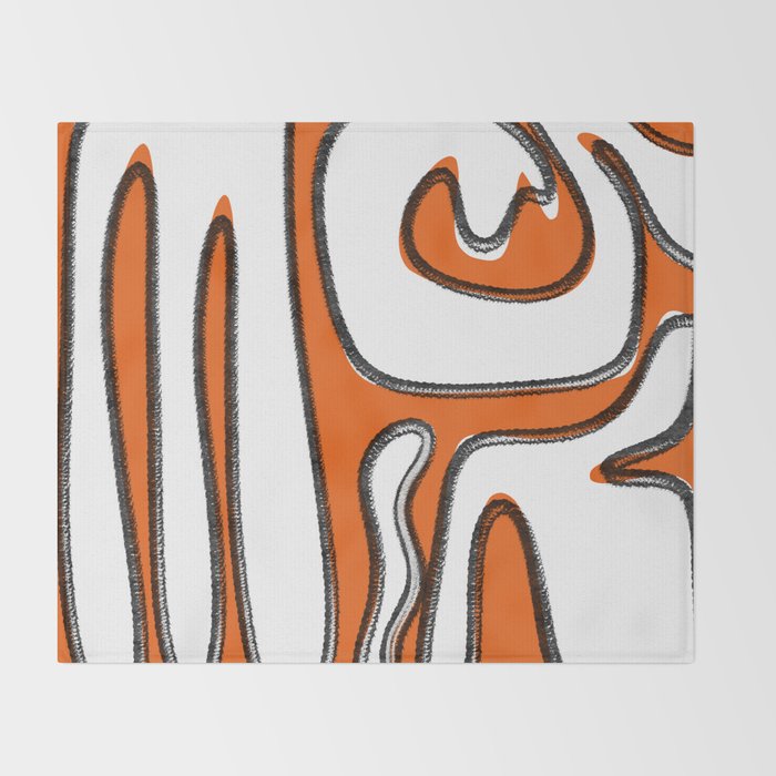 Mid Century Modern Abstract Kwaito in Orange Black White Throw Blanket Gallery Image 2