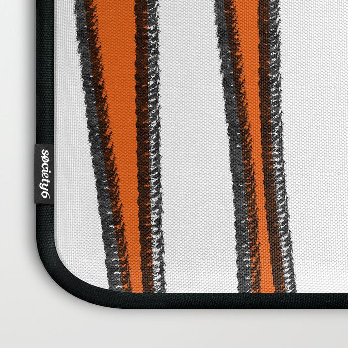 Mid Century Modern Abstract Kwaito in Orange Black White Laptop Sleeve Gallery Image 3