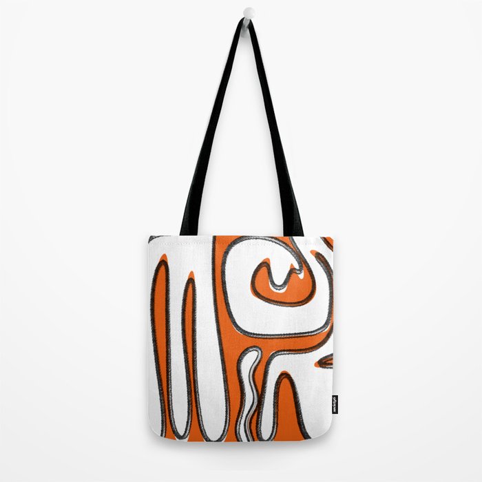 Mid Century Modern Abstract Kwaito in Orange Black White Tote Bag Gallery Image 2