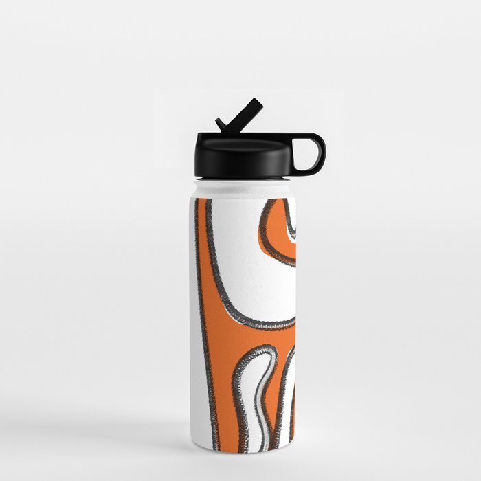 Mid Century Modern Abstract Kwaito in Orange Black White Water Bottle Gallery Image 1