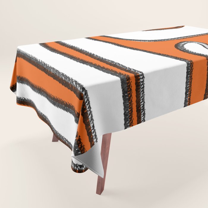 Mid Century Modern Abstract Kwaito in Orange Black White Tablecloth Gallery Image 1