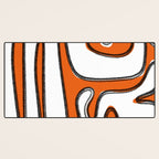 Mid Century Modern Abstract Kwaito in Orange Black White Desk Mat Gallery Image 3