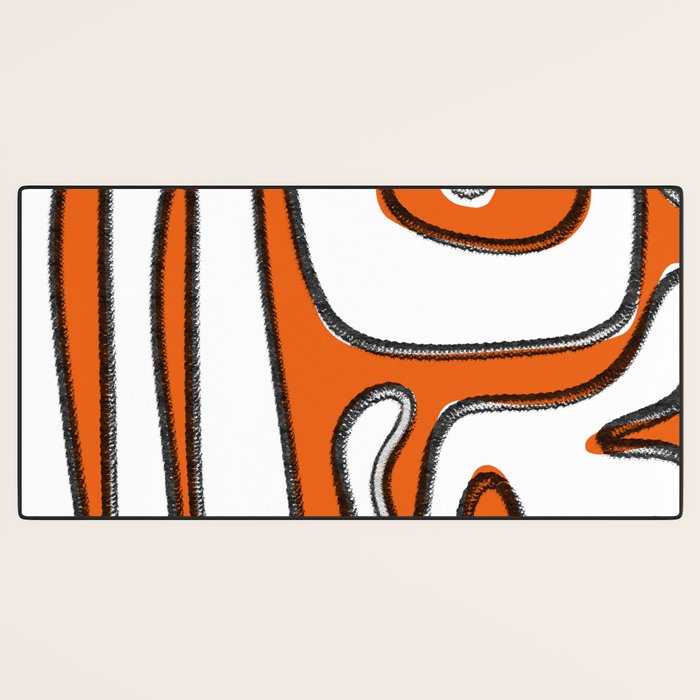 Mid Century Modern Abstract Kwaito in Orange Black White Desk Mat Gallery Image 3