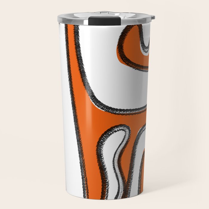 Mid Century Modern Abstract Kwaito in Orange Black White Travel Mug Gallery Image 1