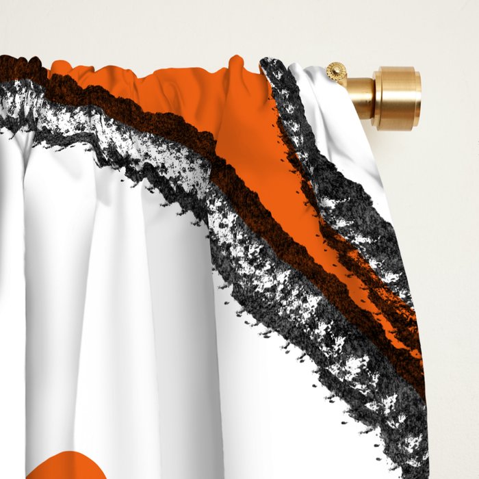 Mid Century Modern Abstract Kwaito in Orange Black White Window Curtain Gallery Image 2