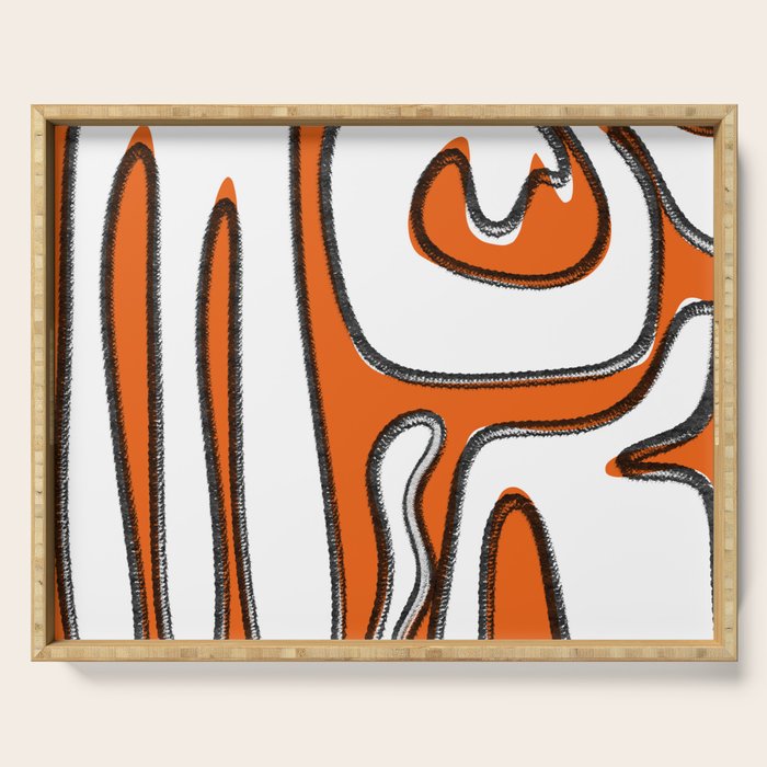 Mid Century Modern Abstract Kwaito in Orange Black White Serving Tray Gallery Image 1